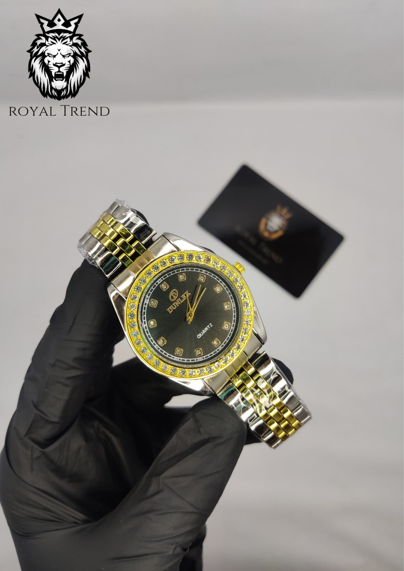 Dunlex Ston Black Dial Watch   RT-508