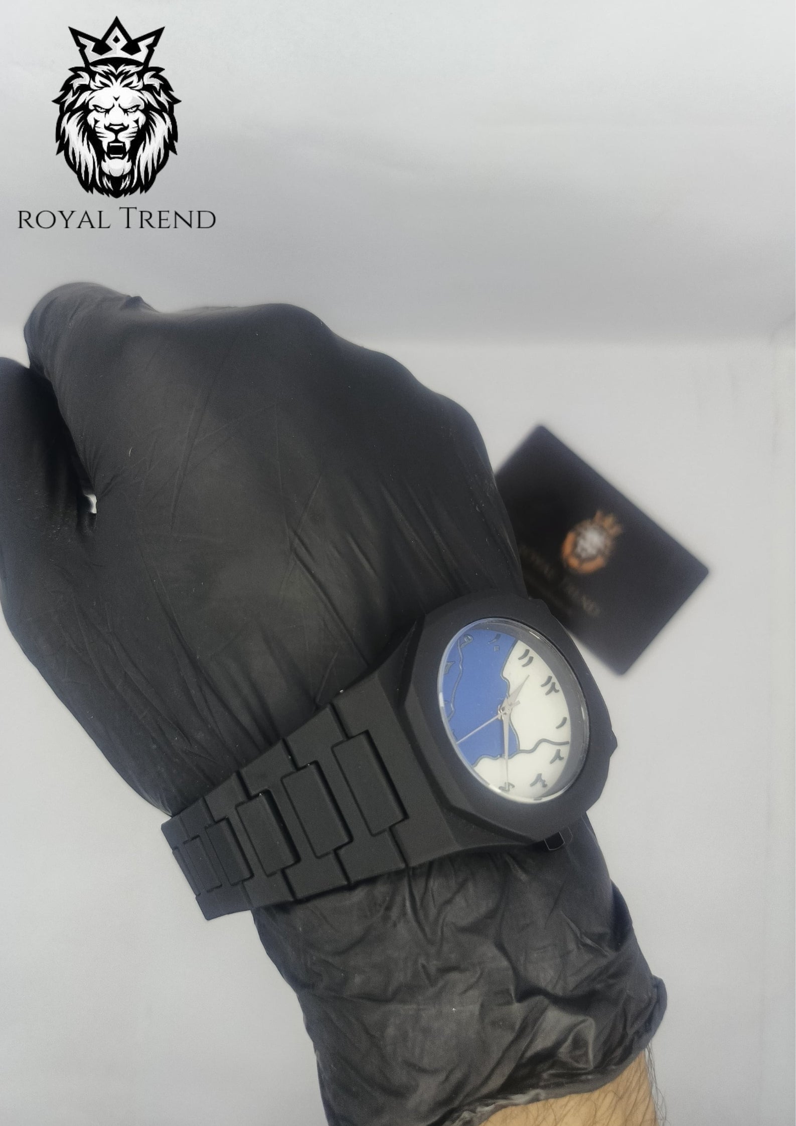 Arabic Black Aura Watch in Sky Blue and White Dial    RT-517